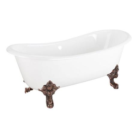 67" Lena Cast Iron Clawfoot Tub - Continuous Rolled Rim - Monarch Feet