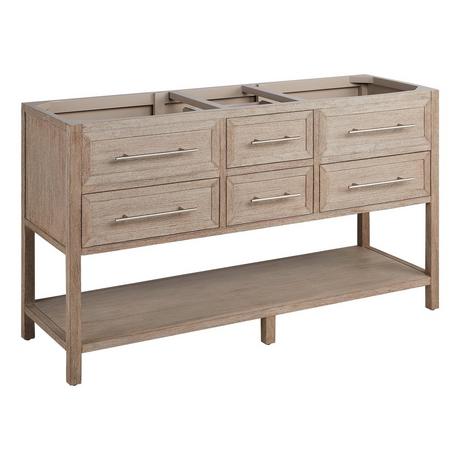 60" Robertson Console Vanity with Rectangular Undermount Sinks - Brushed White