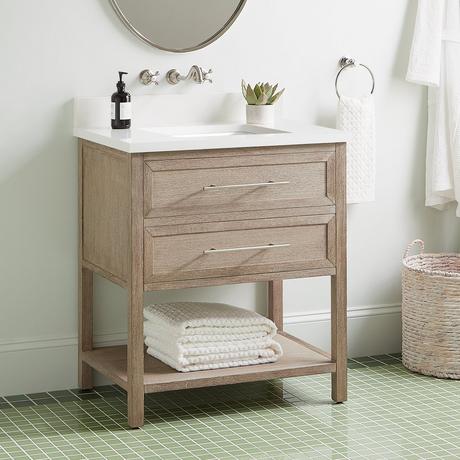 30" Robertson Console Vanity with Rectangular Undermount Sink - Brushed White