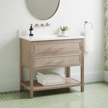 36" Robertson Console Vanity with Rectangular Undermount Sink - Brushed White