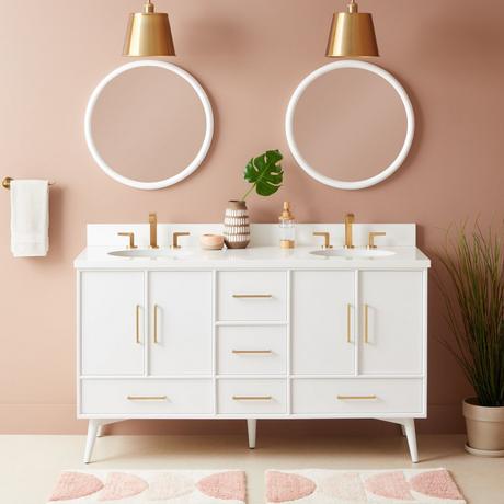 60" Novak Vanity with Undermount Sinks - Bright White