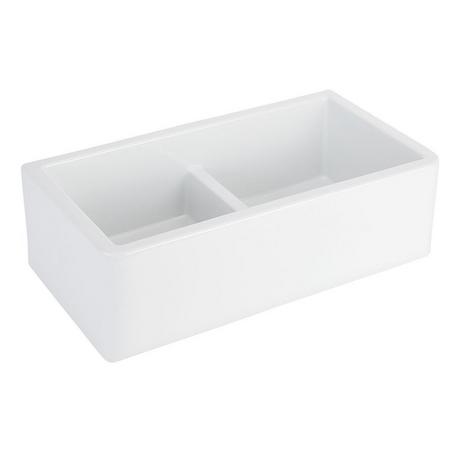 33" Grigham Double Bowl Fireclay Farmhouse Sink - White