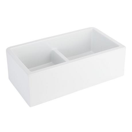 33" Grigham Double Bowl Fireclay Farmhouse Sink - White
