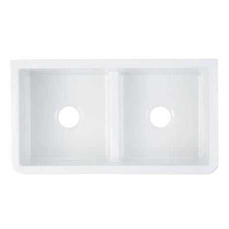 33" Grigham Double Bowl Fireclay Farmhouse Sink - White