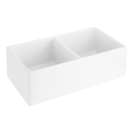 33" Rowena Double Bowl Fireclay Farmhouse Sink - White