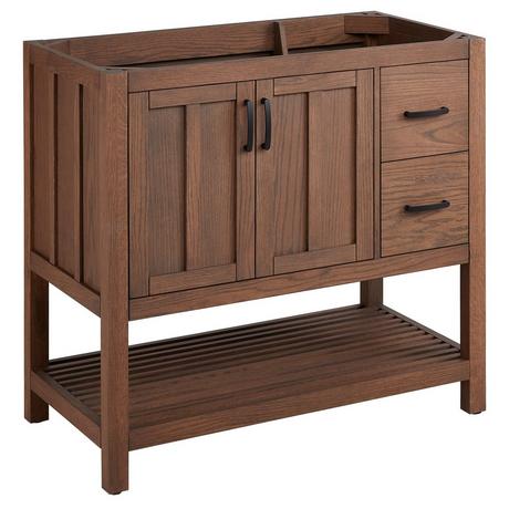 36" Ansbury Console Vanity with Left Offset Rectangular Undermount Sink - Homestead Oak-Carrara - 8"