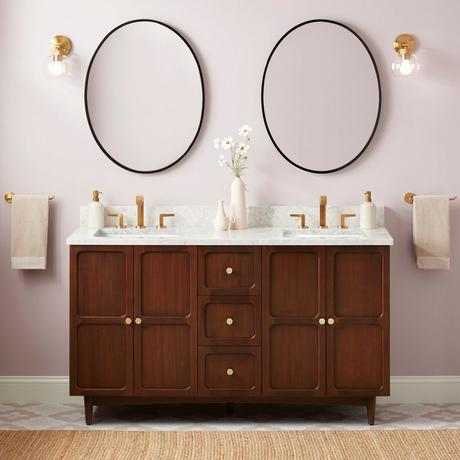 60" Delavan Vanity with Rectangular Undermount Sinks - Cold Brew