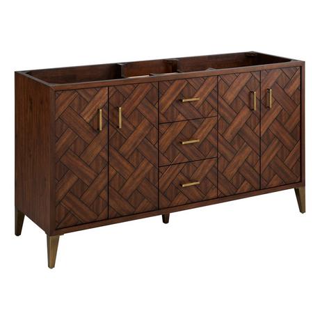 60" Patzi Double Vanity with Rectangular Undermount Sinks - Chocolate Bark Brown