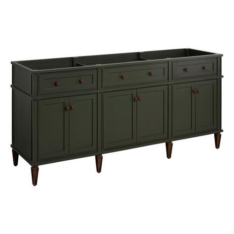 72" Elmdale Vanity with Rectangular Undermount Sinks - Dark Olive Green