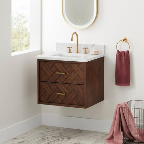 24" Patzi Wall-Mount Vanity with Rectangular Undermount Sink - Chocolate Bark Brown