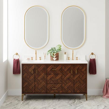 60" Patzi Double Vanity with Undermount Sinks - Chocolate Bark Brown