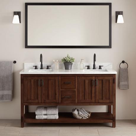 60" Morris Console Double Vanity for Rectangular Undermount Sinks