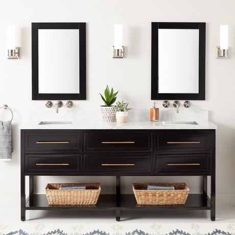 72" Robertson Double Console Vanity for Rectangular Undermount Sinks - Black