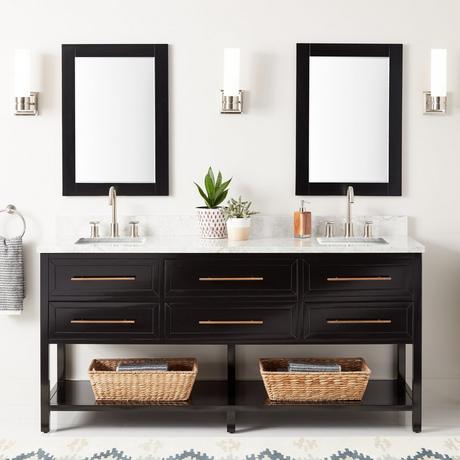 72" Robertson Double Console Vanity for Rectangular Undermount Sinks - Black