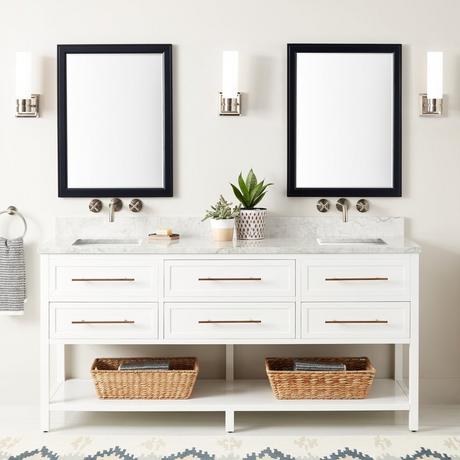 72" Robertson Double Console Vanity for Rectangular Undermount Sinks - Bright White