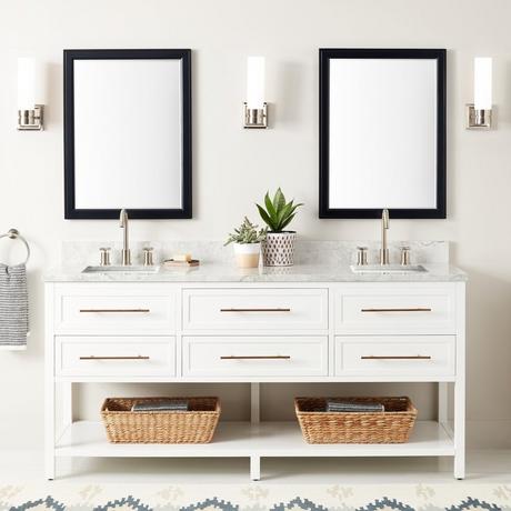 72" Robertson Double Console Vanity for Rectangular Undermount Sinks - Bright White