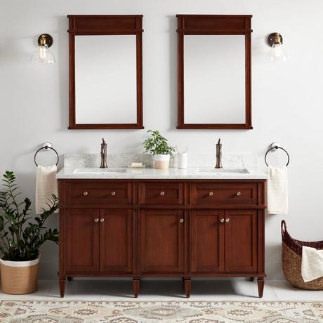 60" Elmdale Double Vanity for Rectangular Undermount Sinks - Antique Brown