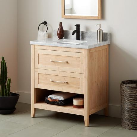 30" Burfield Bamboo Vanity for Rectangular Undermount Sink - Natural Bamboo