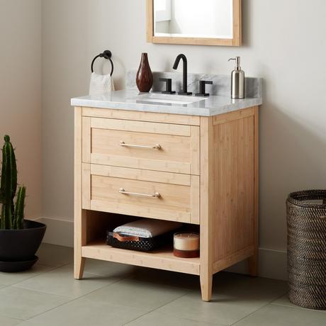 30" Burfield Bamboo Vanity for Rectangular Undermount Sink - Natural Bamboo