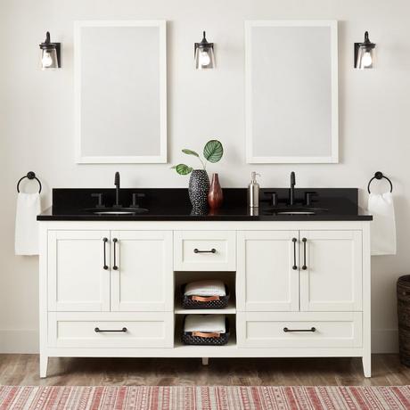 72" Burfield Double Vanity for Undermount Sinks - White