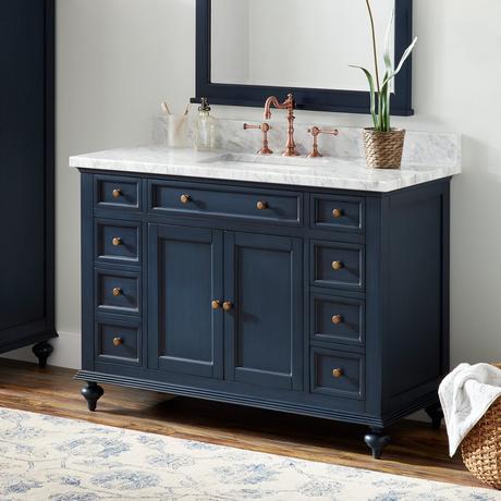 48" Keller Mahogany Vanity for Rectangular Undermount Sink - Vintage Navy Blue
