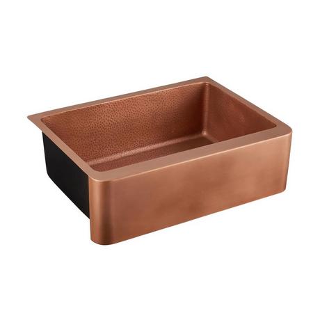 30" Raina Single Bowl Copper Farmhouse Sink - Smooth Exterior/Hammered Interior - Antique Copper