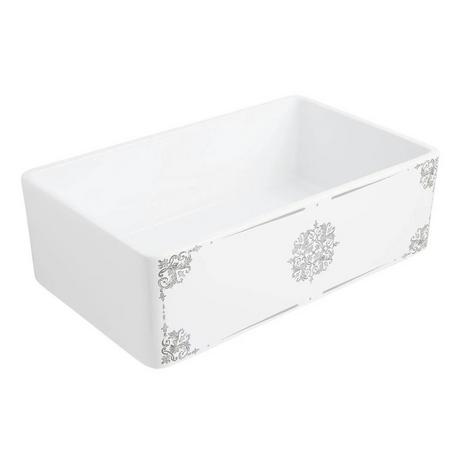 33" Brelsford Fireclay Farmhouse Sink - Gray Medallion Motif