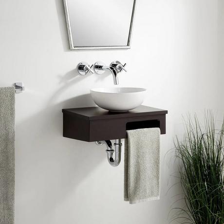 18" Nadiya Bamboo Wall-Mount Vessel Sink Vanity - Mocha Brown